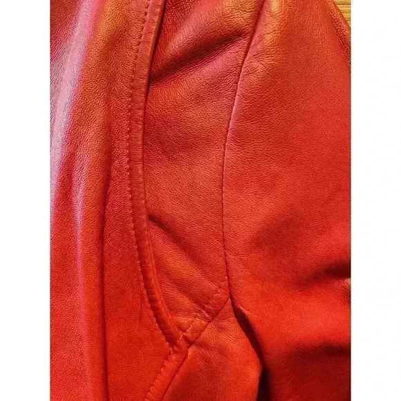 VEDA Baby Jane Leather Moto Jacket Red Size Small - Picture 11 of 14